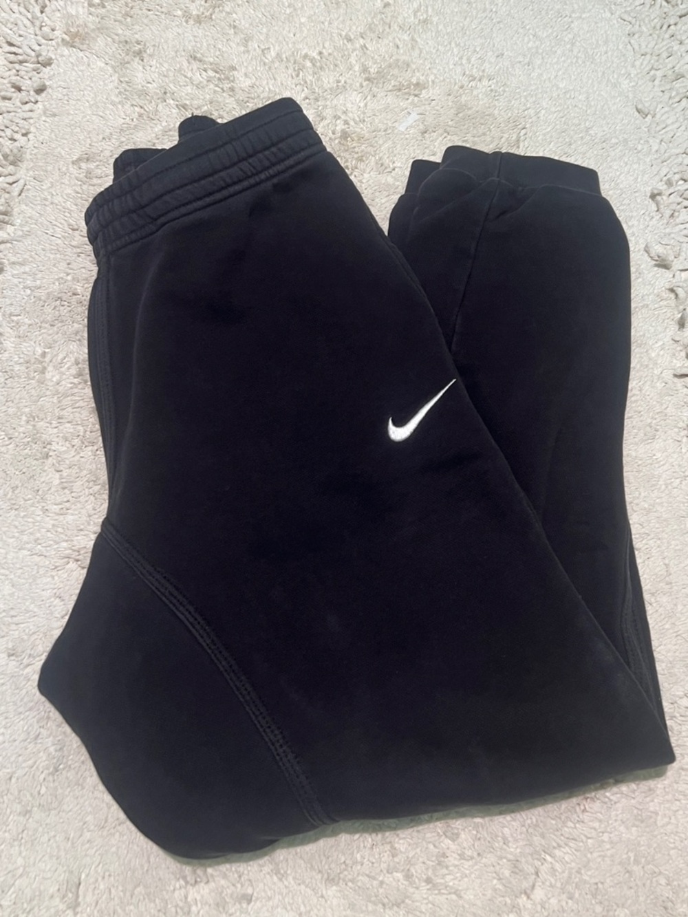 Nike Black  Fleece Joggers with White Swoosh